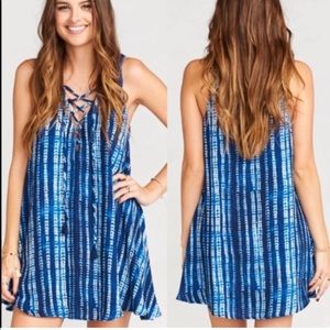 Show Me Your Mumu Rancho Mirage Lace Up Indigo Rain Dress